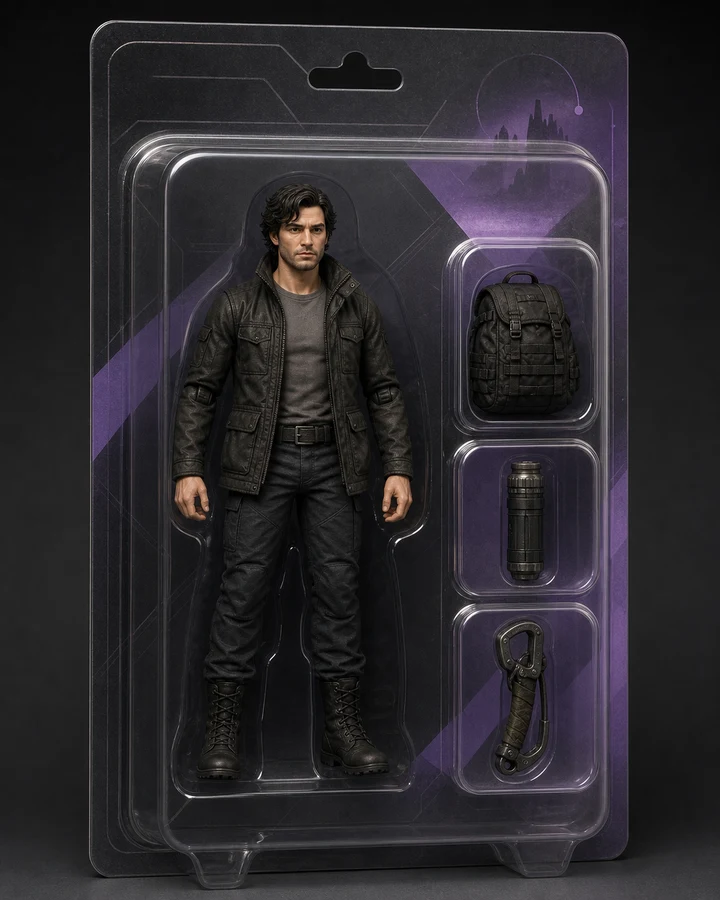 Create a boxed collectible guided by visible details.