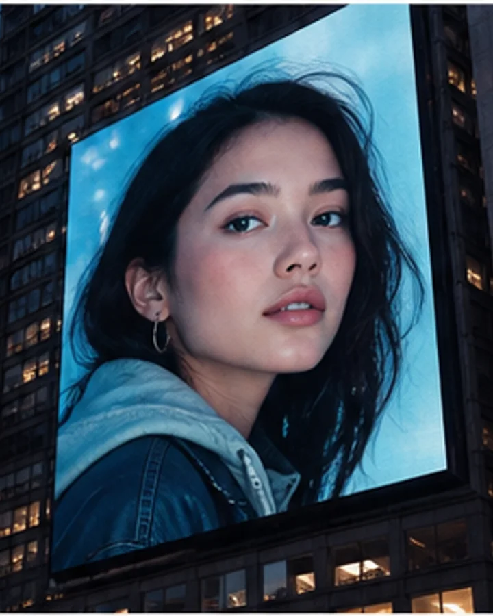Put your portrait on a believable illuminated city billboard.