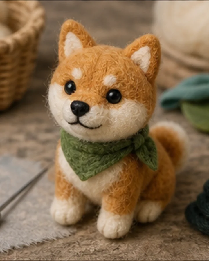 Create a felt-figure interpretation from visible pet markings.