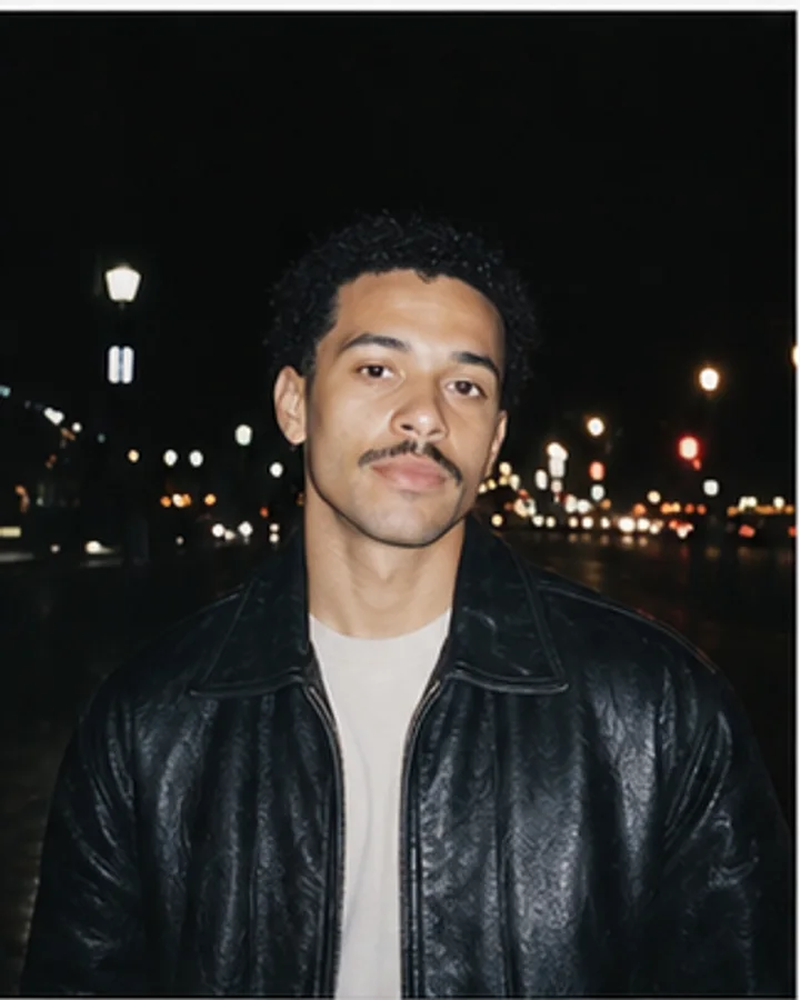 Recreate a crisp direct-flash photograph after dark.