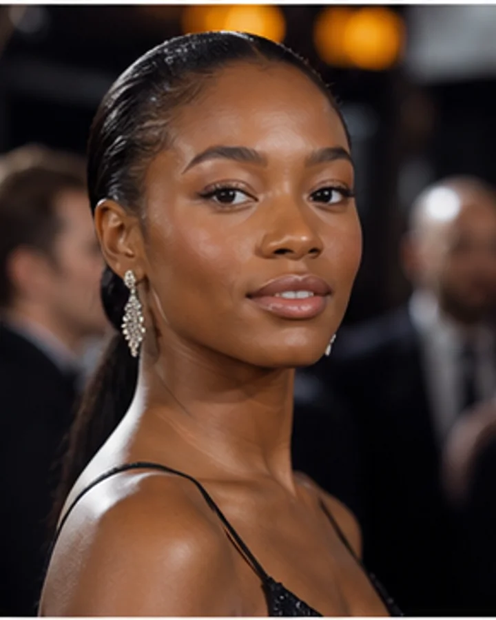 Place a portrait inside an elegant premiere photo call.