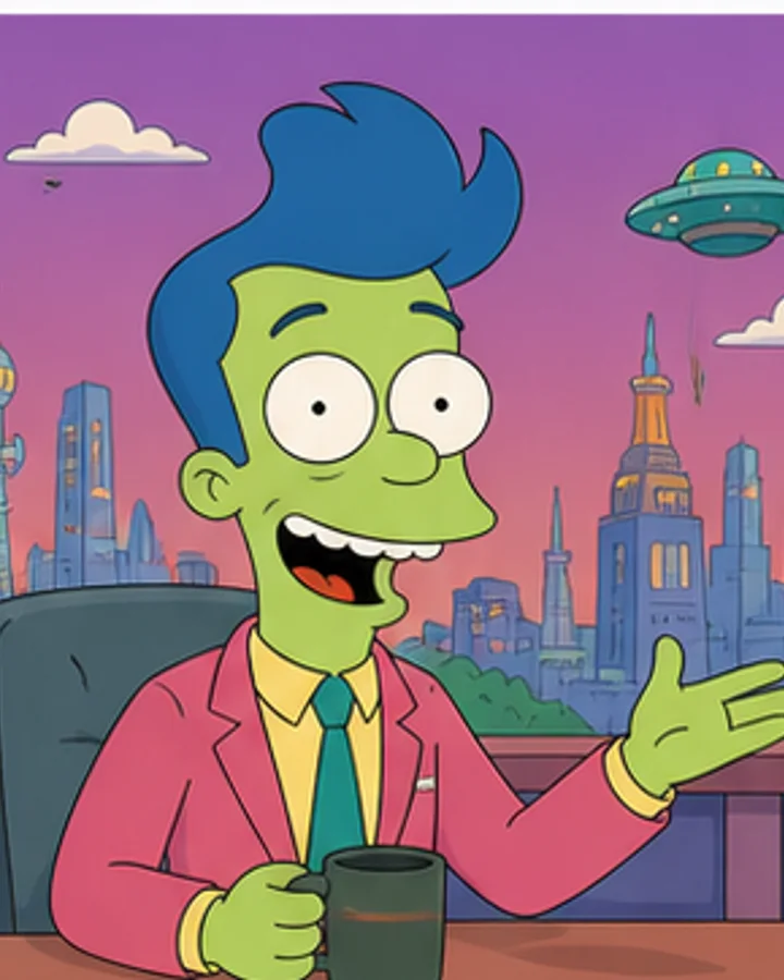 Apply a bright television-cartoon treatment with bold outlines.