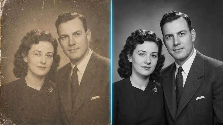 Repair damage, fading, and lost detail in an old photo.